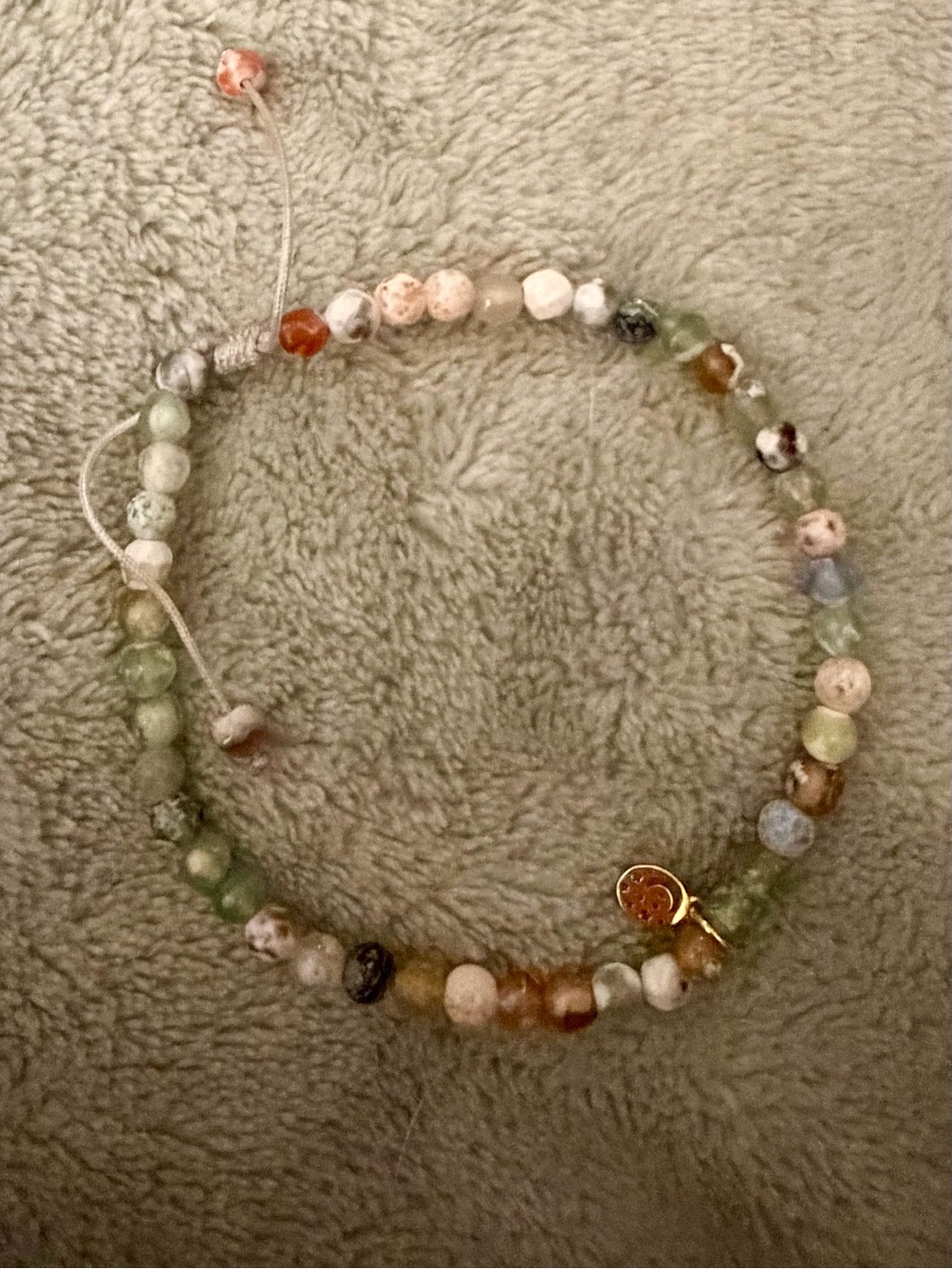 Multi Jasper Agate Gemstone Beaded Macrame Bracelet Celestial Moon Charm